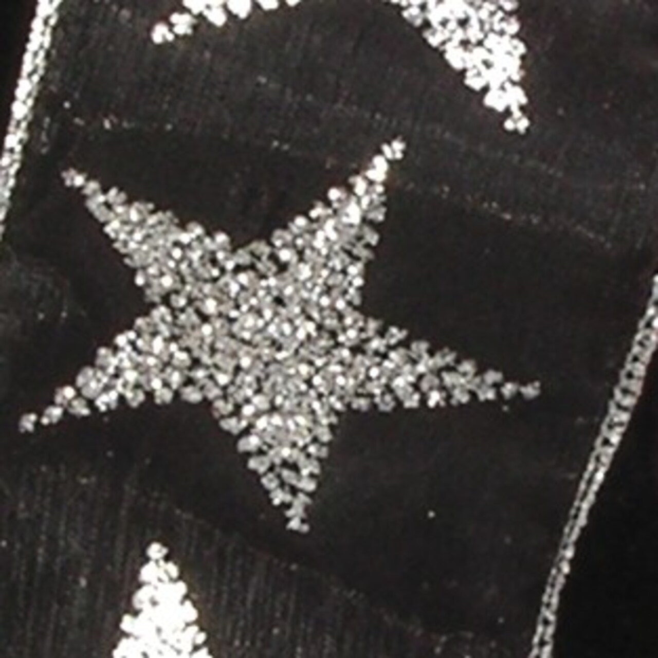 The Ribbon People Metallic Sheer Black and Silver Sparkling Stars Wired Craft Ribbons 2.5" x 40 Yards